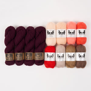 West Wool PEACH RAINBOW Mohair Silk Merino wool Mixed Weight Quick Kits