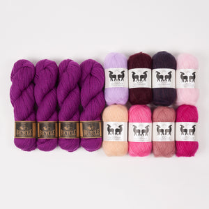 West Wool PURPLE RAINBOW Mohair Silk Merino wool Mixed Weight Quick Kits