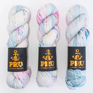 Punk Rock Unicorn SOUL - MONKEY BUSINESS Merino wool Nylon Fingering Sock blue multicolor Yarn