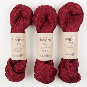 Växbo Lin LINGARN - 9 BORDEAUX Linen Light Fingering red Yarn