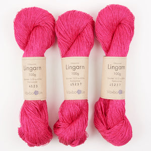 Växbo Lin LINGARN - 8 CERISE Linen Light Fingering pink Yarn