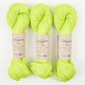Växbo Lin LINGARN - 17 LIME Linen Light Fingering neon green Yarn