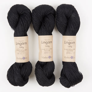 Växbo Lin LINGARN - 3 SVART Linen Light Fingering black Yarn