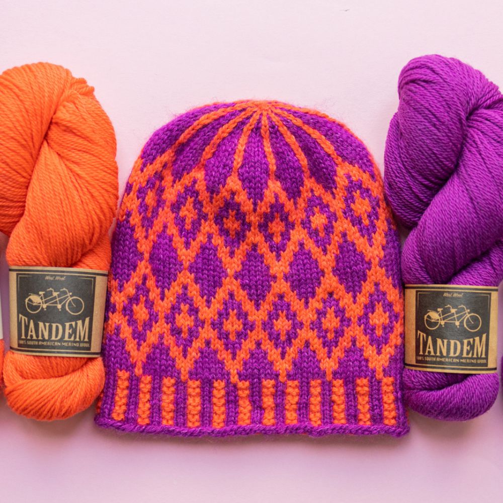 WESTKNITS SAMPLE - PURPLE DIAMOND HALO HAT