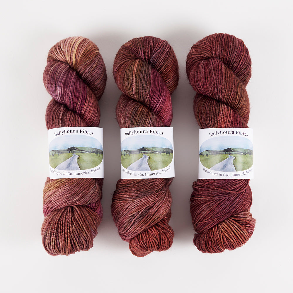 Ballyhoura Fibres 4PLY SOCK - AFTERGLOW Merino wool Nylon Fingering brown Yarn