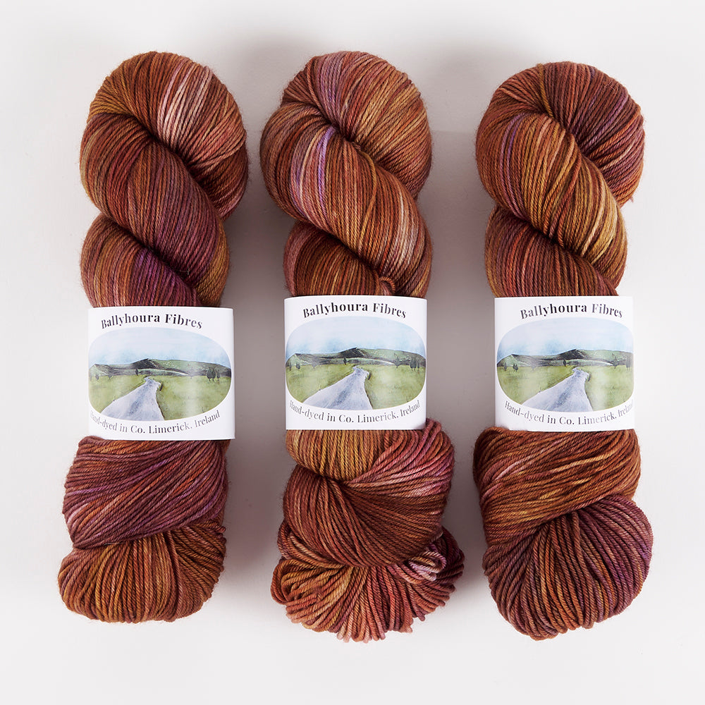 Ballyhoura Fibres 4PLY SOCK - EMBERS Merino wool Nylon Fingering brown Yarn