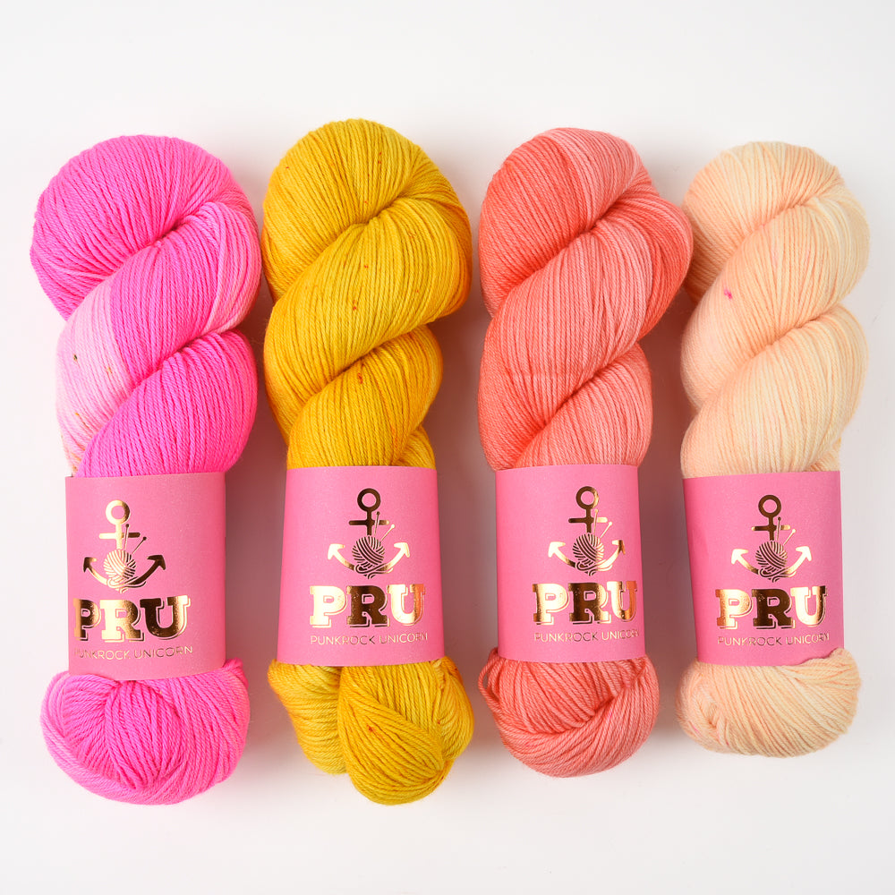 Punk Rock Unicorn WESTKNITS KIT - ARNICA CREAM Merino wool Nylon Fingering fuchsia pink yellow peach Westknits Kits