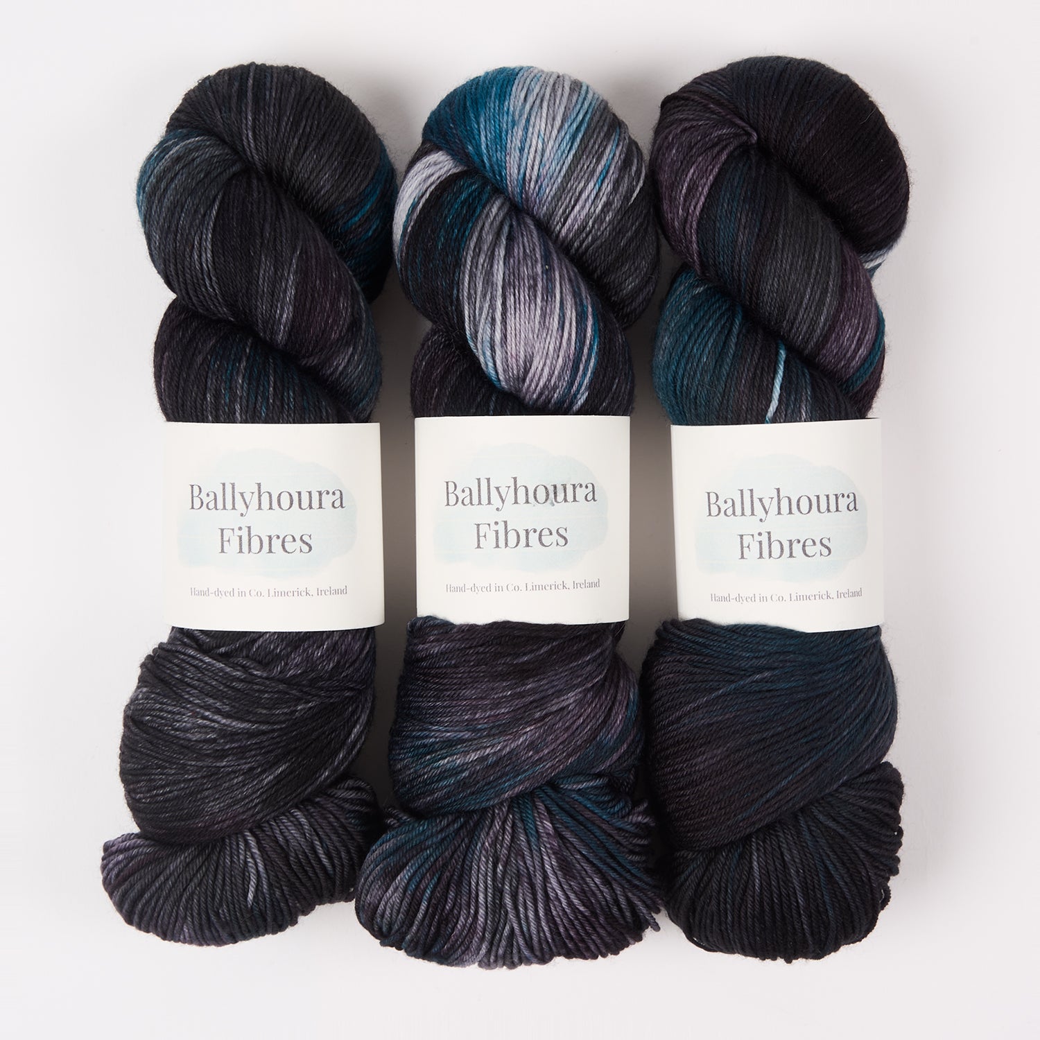 Ballyhoura Fibres 4PLY SOCK - CORVUS Merino wool Nylon Fingering black Yarn