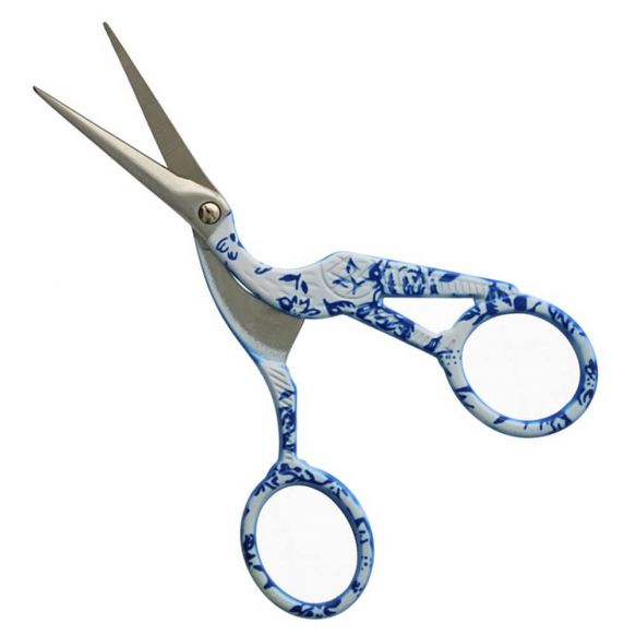 STORK EMBROIDERY SCISSORS - BLUE AND WHITE