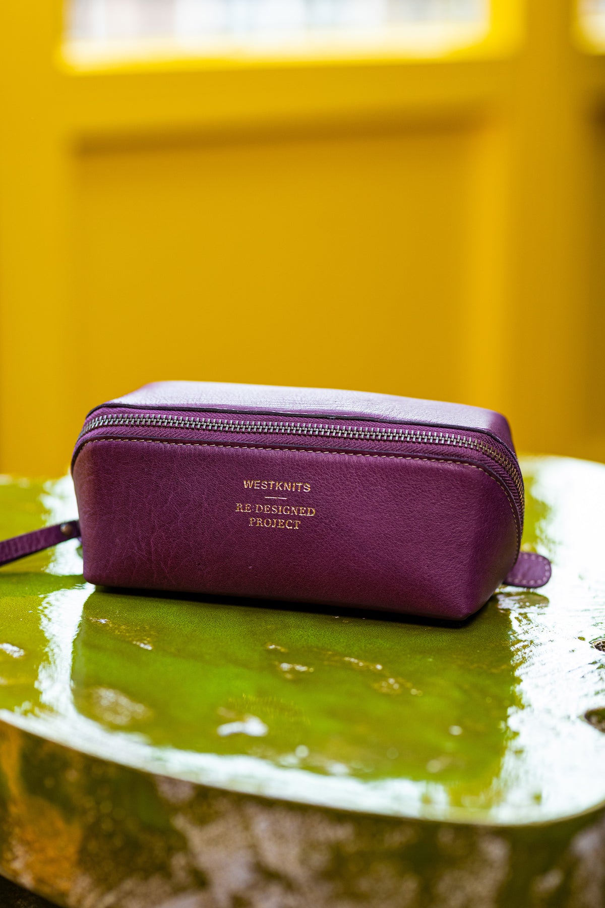This image shows Project 41 - Aubergine. The bag is part of a collaboration between Re:Designed and Westknits. 