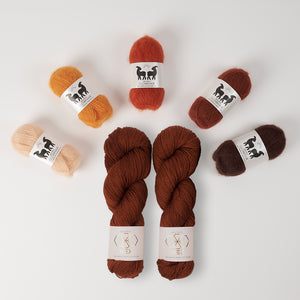 West Wool GLOW ALONG 2026 - GLOWING AUBURN Mohair Silk Merino wool Nylon Mixed Weight Quick Kits