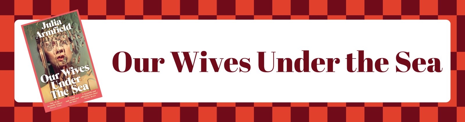 This image shows the book cover of Our Wives Under the Sea by Julia Armfield. The text includes the title of the book on a white background. 