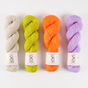 West Wool ACHIEVEMENT BADGE SHAWL - SEA POODLE Merino wool Nylon Fingering orange Westknits Kits