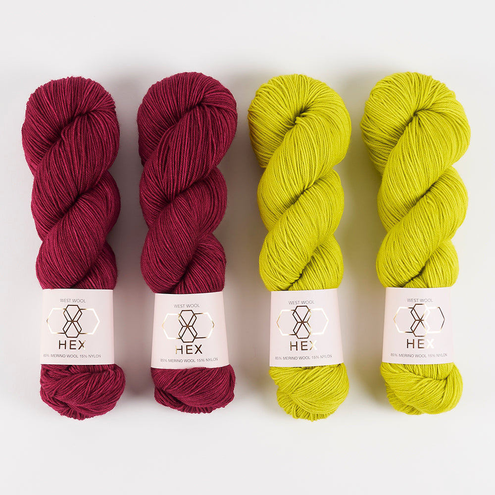 West Wool ALL THE ANGLES - RAZZLE PUZZLE Merino wool Nylon Fingering Westknits Kits