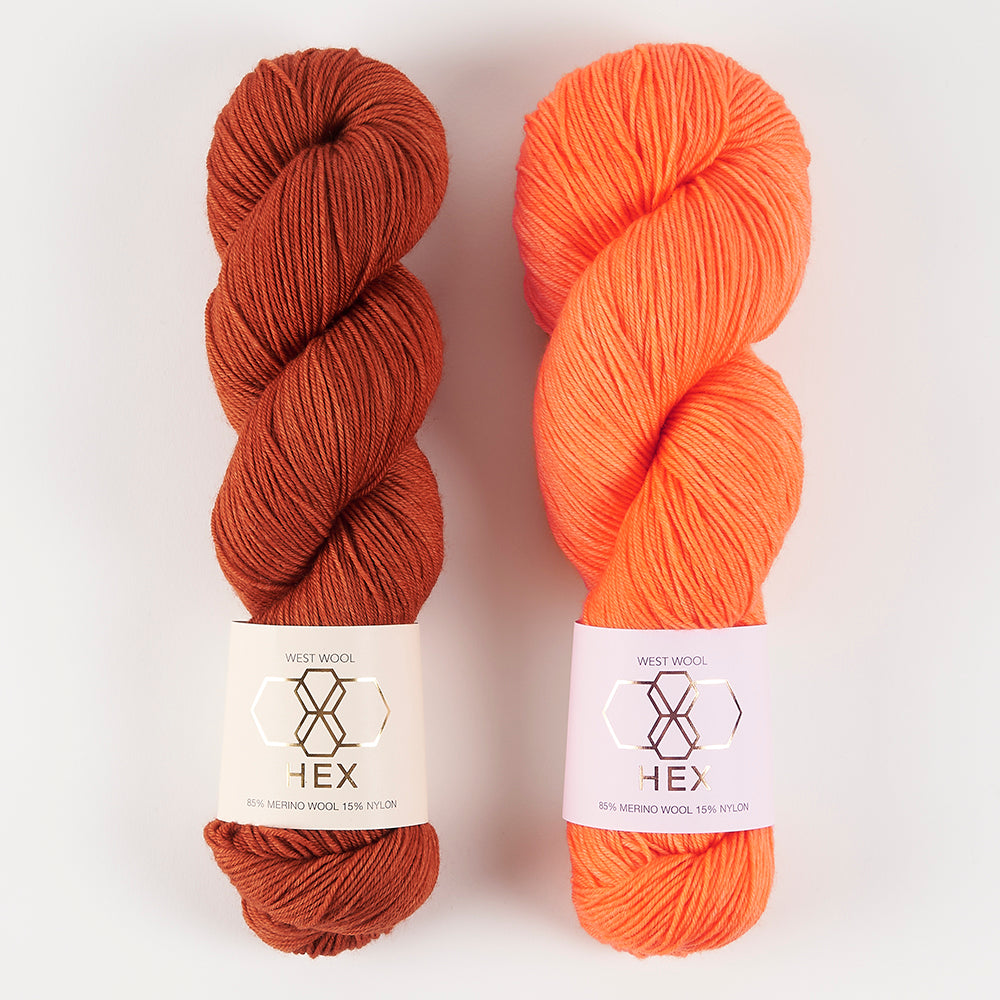 West Wool ASKEWS ME SOCKS - TERRACOTTA SEA Merino wool Nylon Fingering Westknits Kits