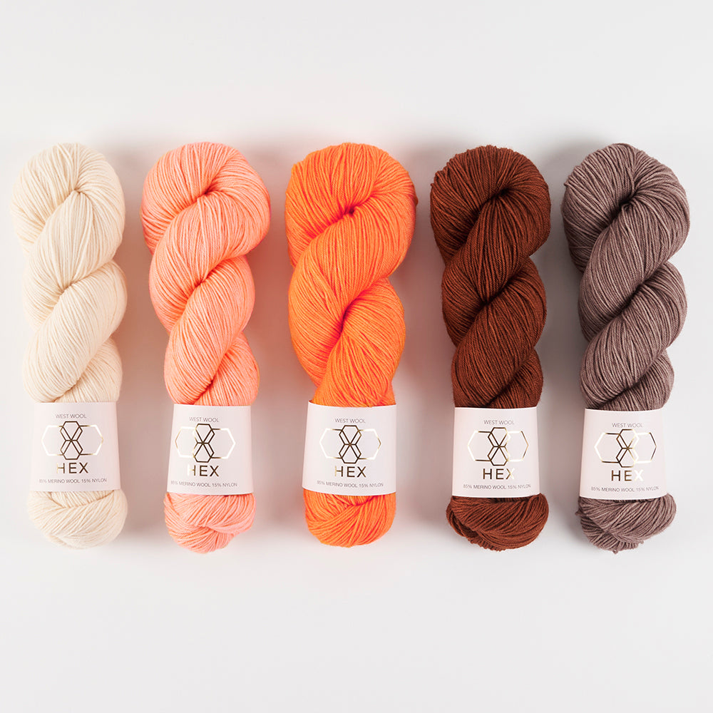 West Wool AURORA CABIN SHAWL - AUBURN SEAHORSE Merino wool Nylon Fingering multicolour Westknits Kits