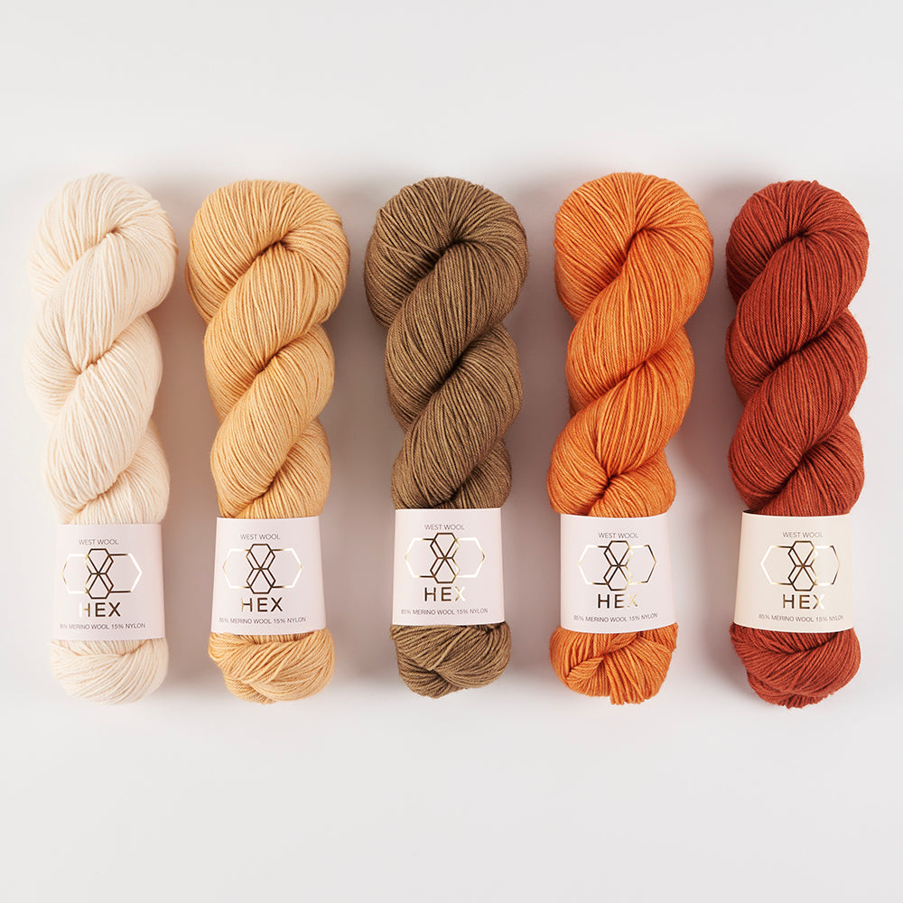 West Wool AURORA CABIN SHAWL - PEACH BISCUITS Merino wool Nylon Fingering multicolour Westknits Kits