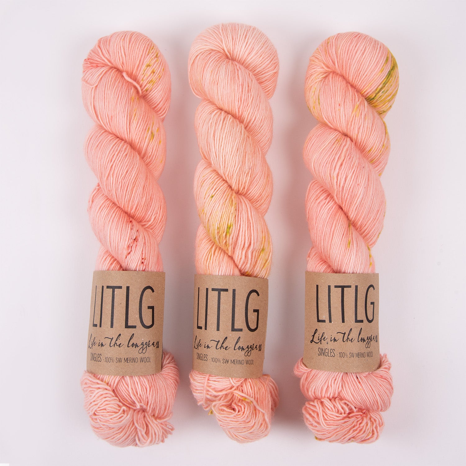 Life in The Long Grass LITLG SINGLES - ANGEL CITY Merino wool Fingering pink peach Yarn
