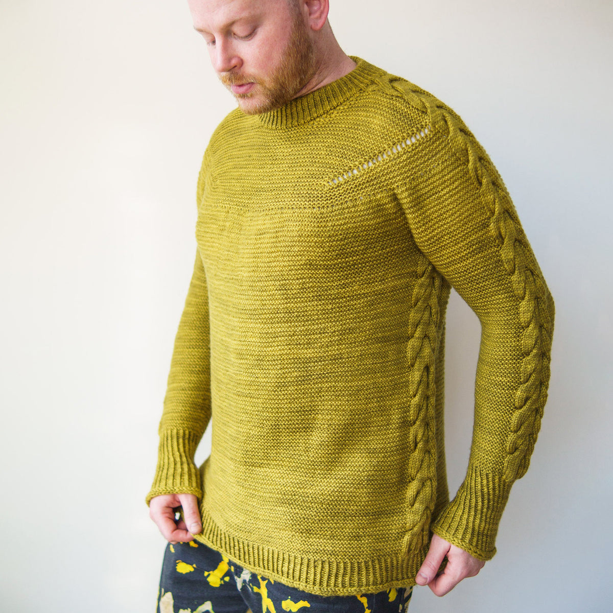 ANTLER SLEEVE SWEATER - GRASS GREEN - Stephen u0026 Penelope