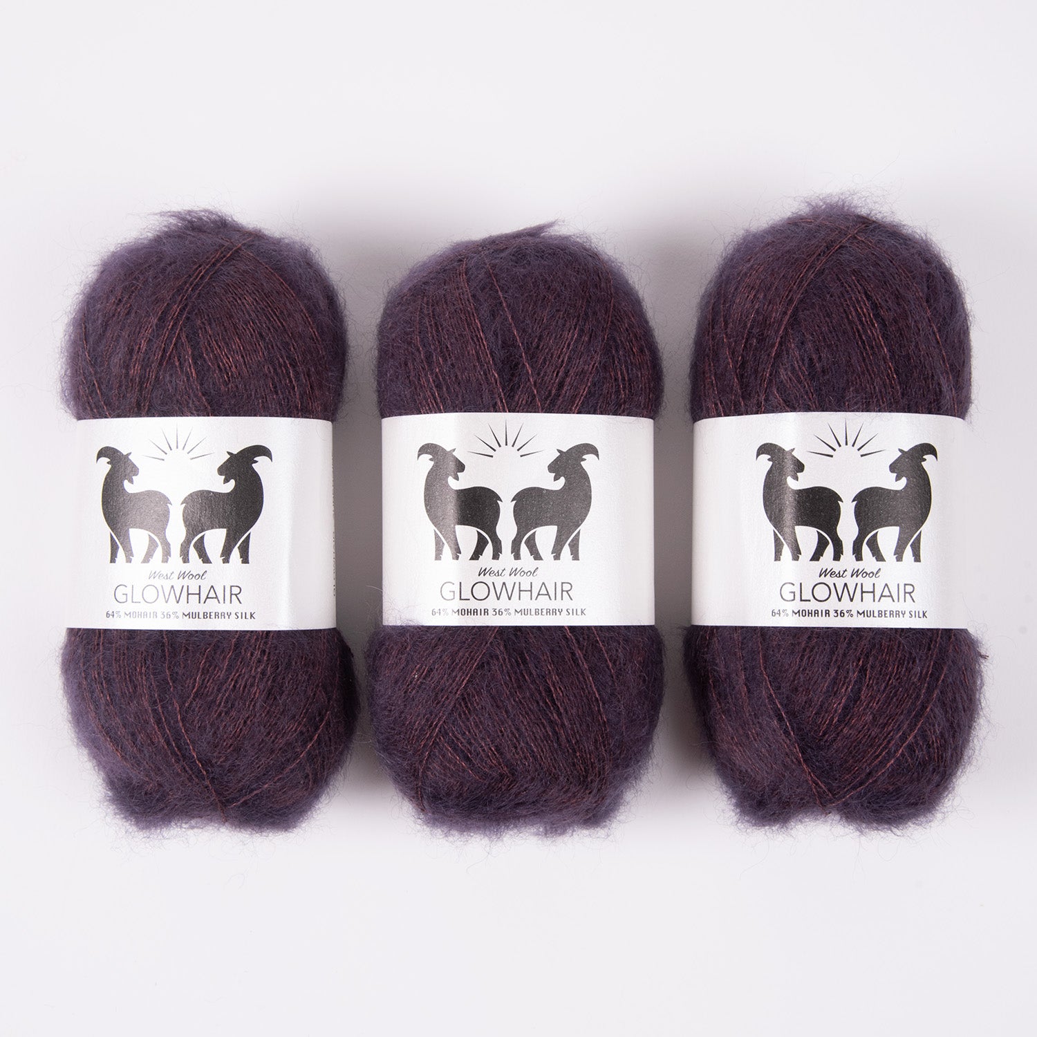 West Wool GLOWHAIR - AUBERGINE Mohair Silk Lace purple Yarn