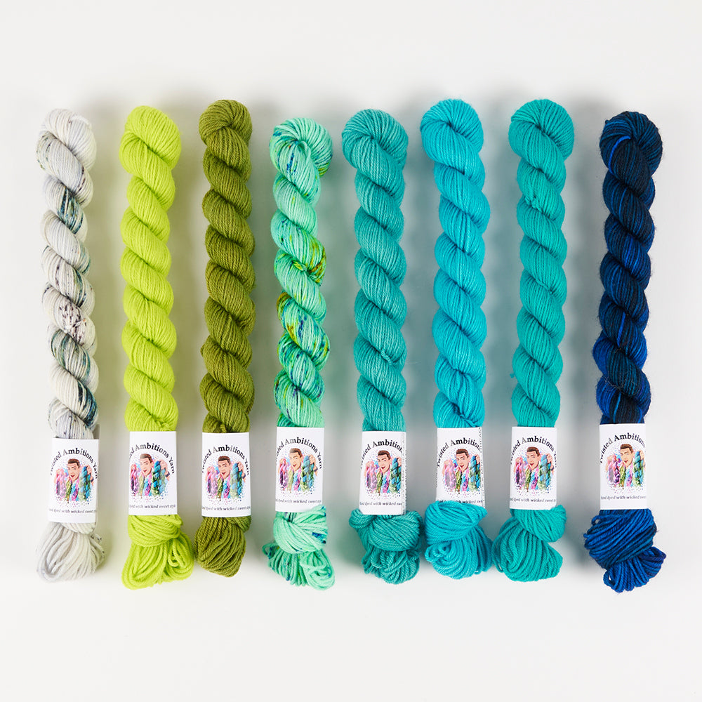 Twisted Ambitions OCEAN DREAMS Merino wool Nylon Fingering Quick Kits
