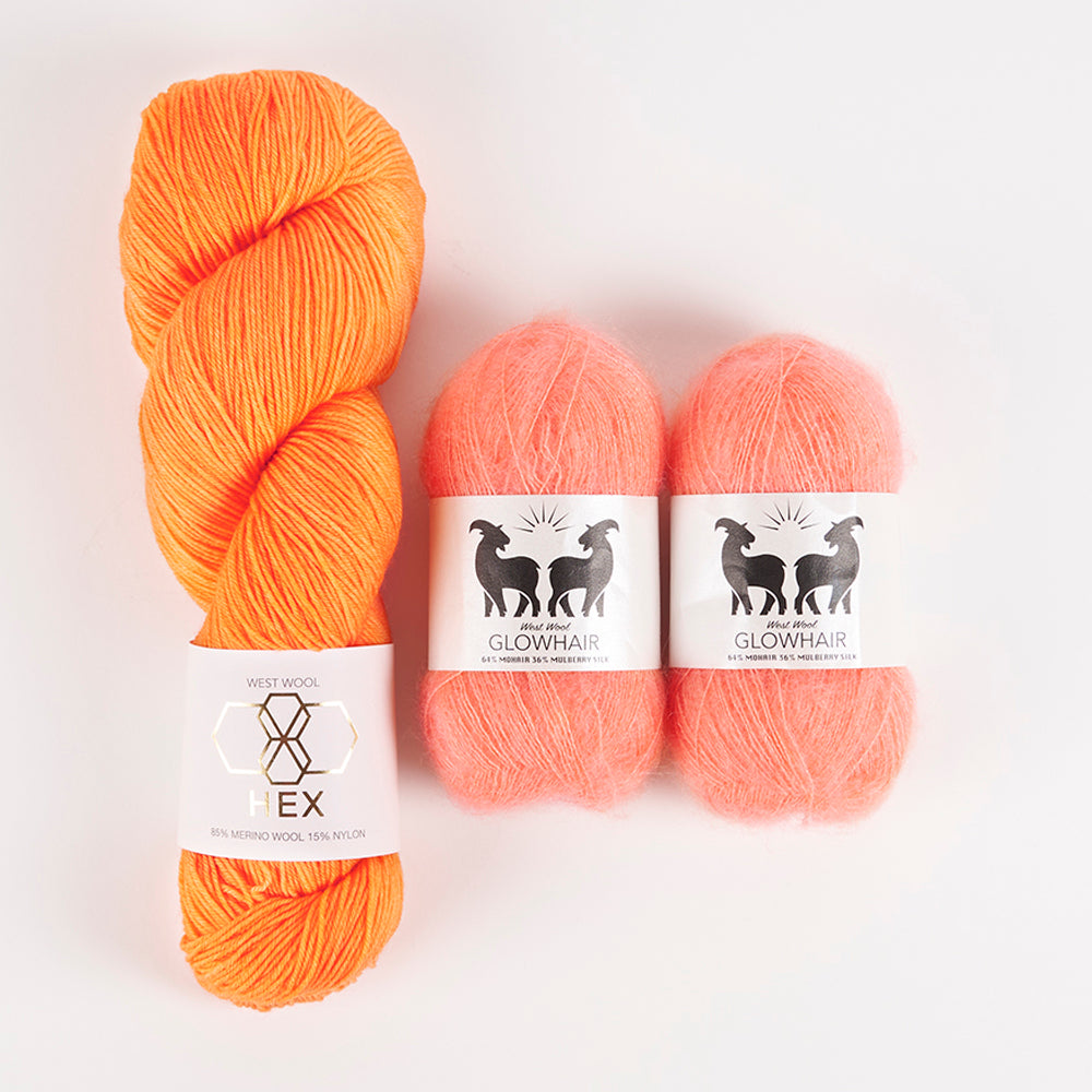West Wool FLAMINGO SEA Merino wool Mohair Silk Nylon Fingering Quick Kits