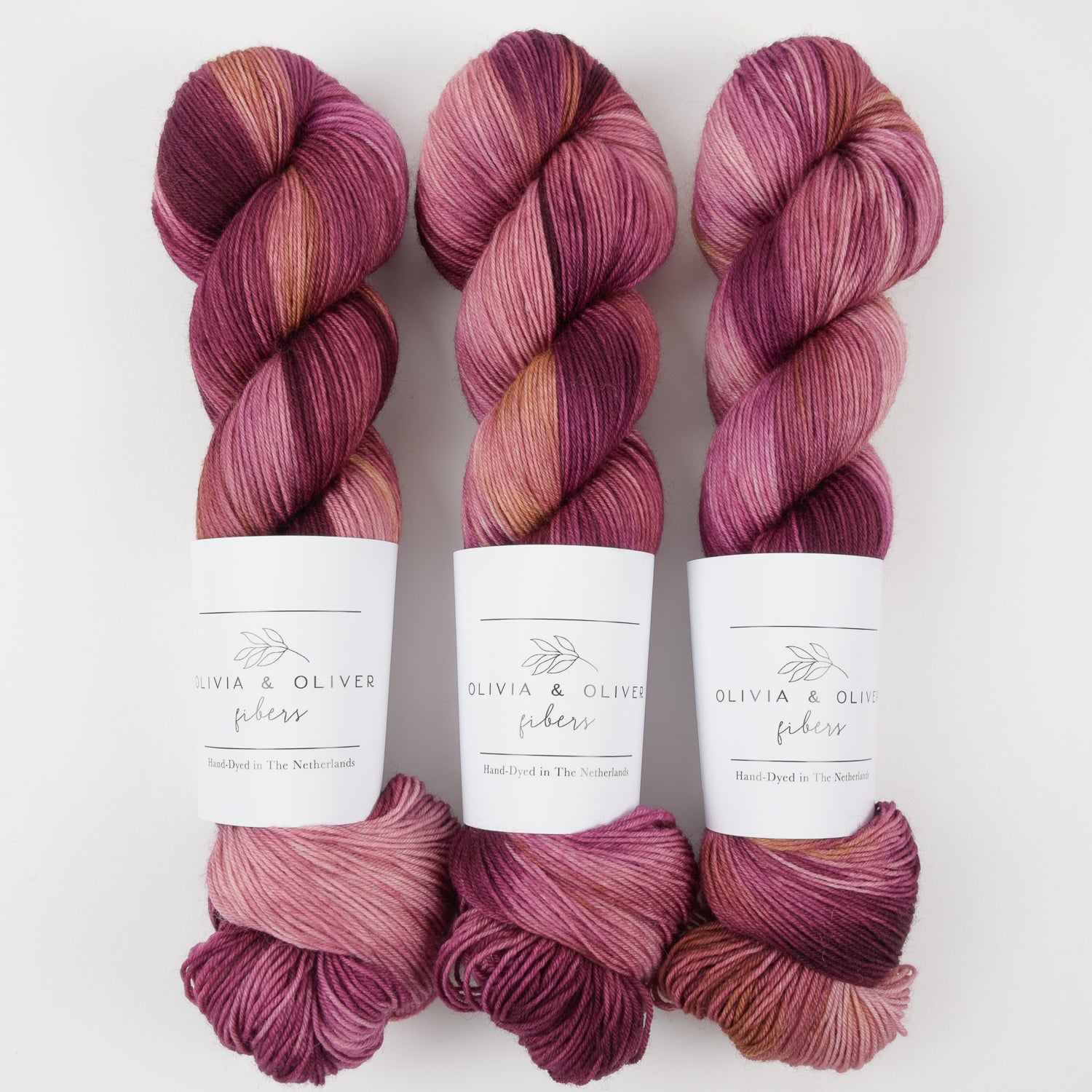 Olivia & Oliver OLIVIA BFL - BERRY COBBLER BFL Wool Blue Faced Leicester Fingering pink Yarn
