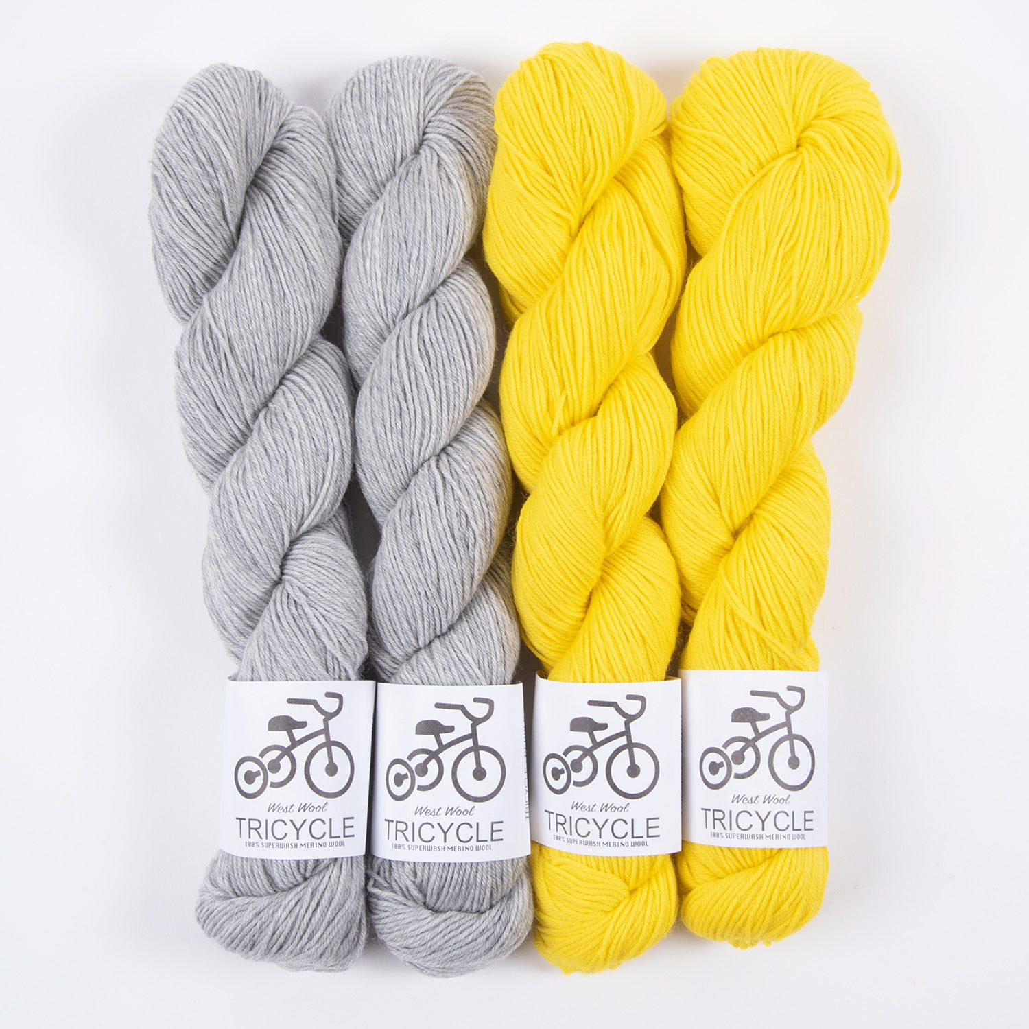 West Wool WESTKNITS KIT - BIANCA PEBBLES Merino wool Fingering yellow grey Westknits Kits
