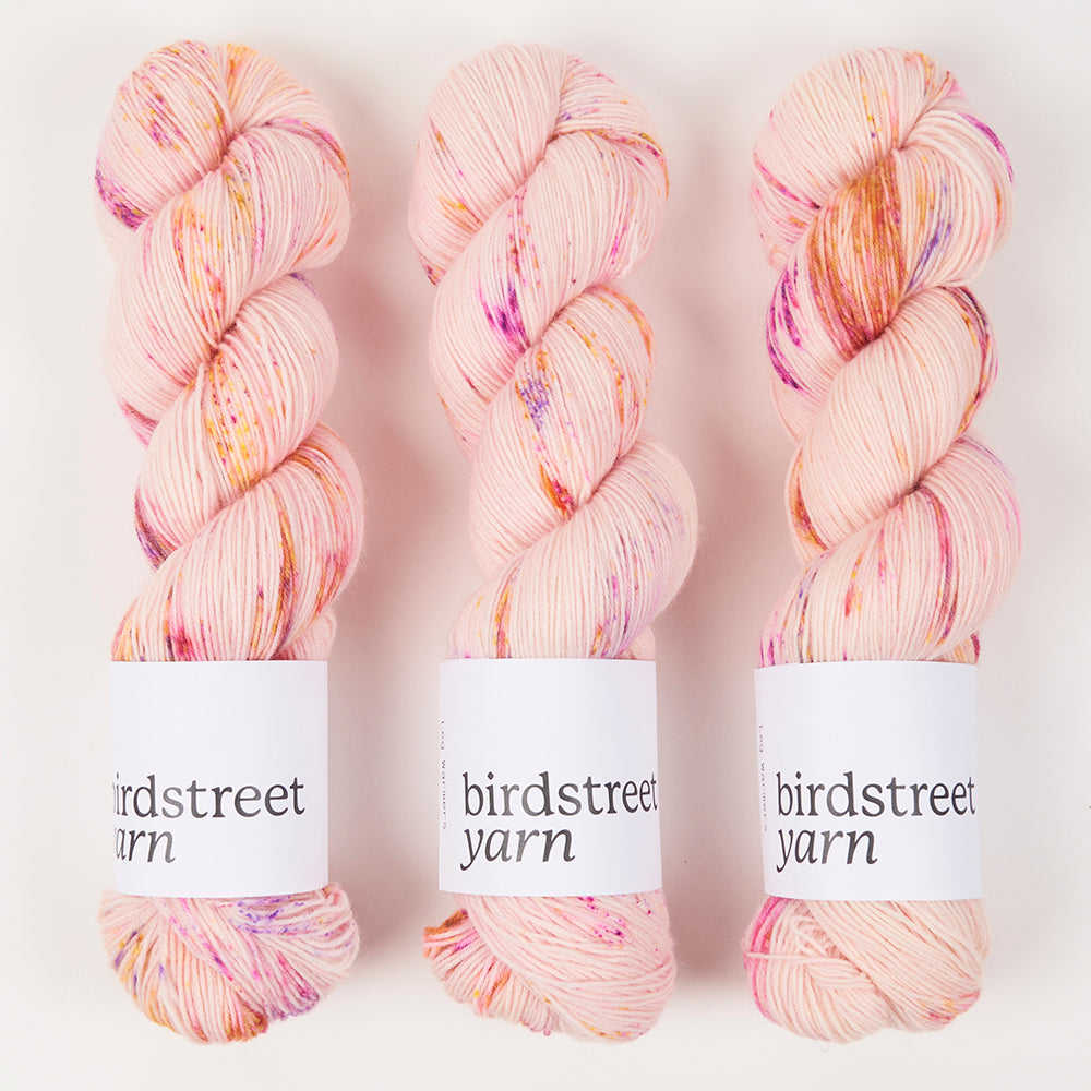 Birdstreet Yarn BIRDSTREET BFL - LEG WARMERS BFL Wool Blue Faced Leicester Nylon Fingering pink Yarn