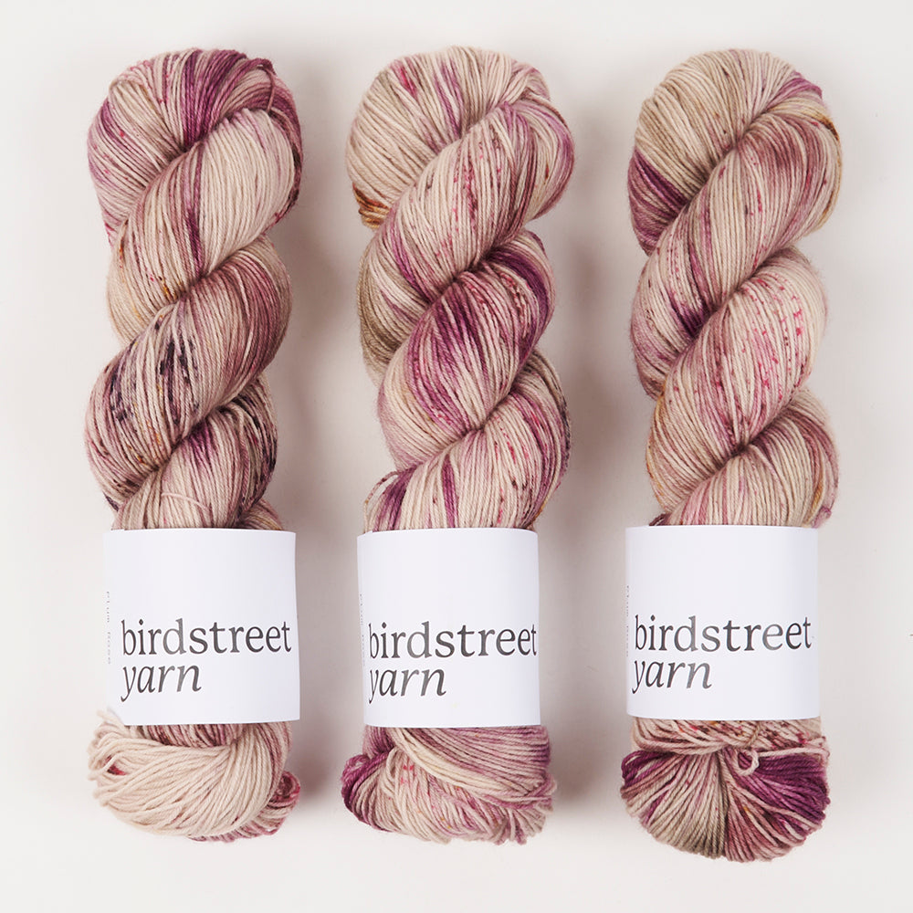 Birdstreet Yarn BIRDSTREET BFL - PLUM ROSE BFL Wool Blue Faced Leicester Nylon Fingering multicolour Yarn