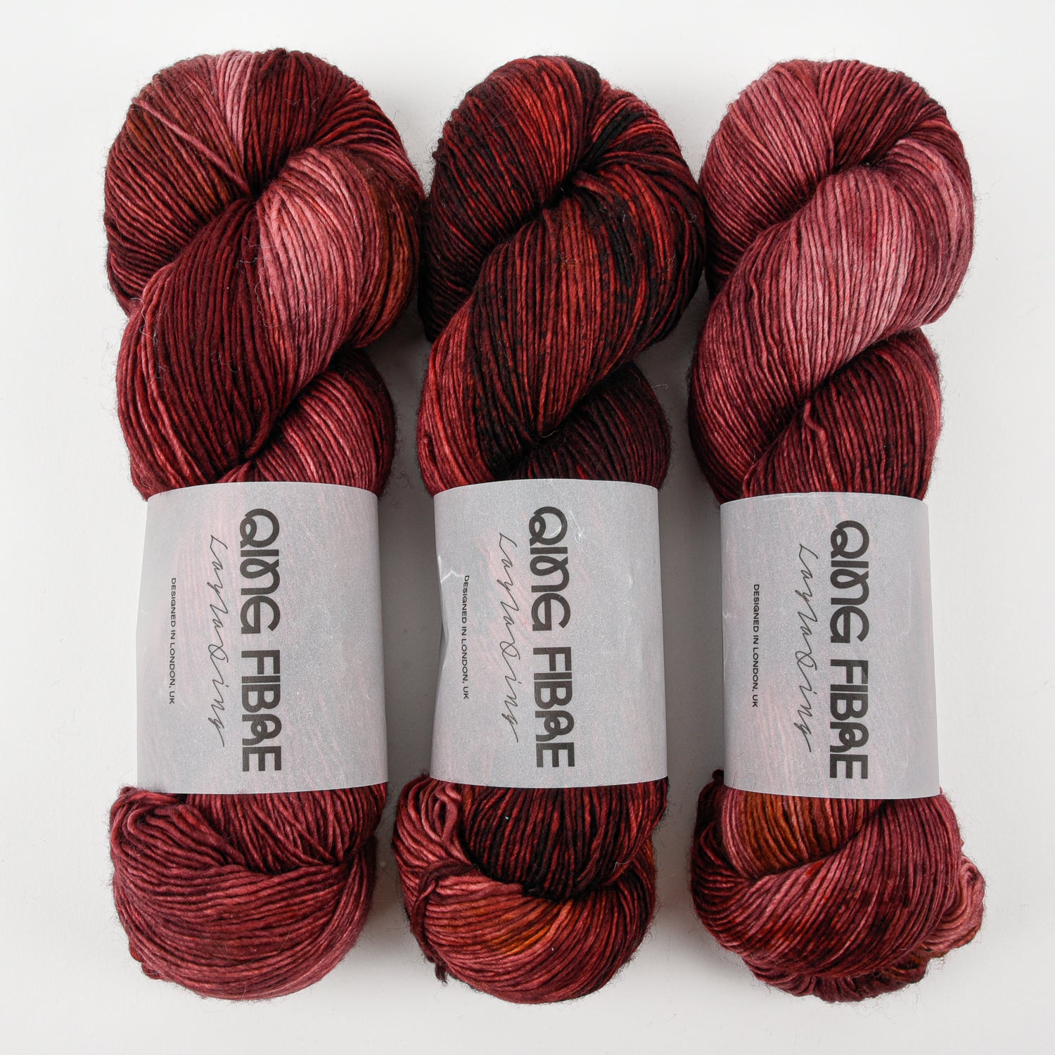 Qing Fibre DASHING SASSY - BOYSENBERRY Merino wool Fingering red Yarn