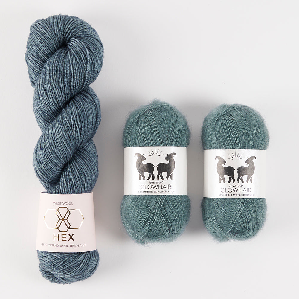 West Wool BRIOSHAWL - NIMBUS MORGAINE Merino wool Mohair Silk Nylon Fingering Westknits Kits