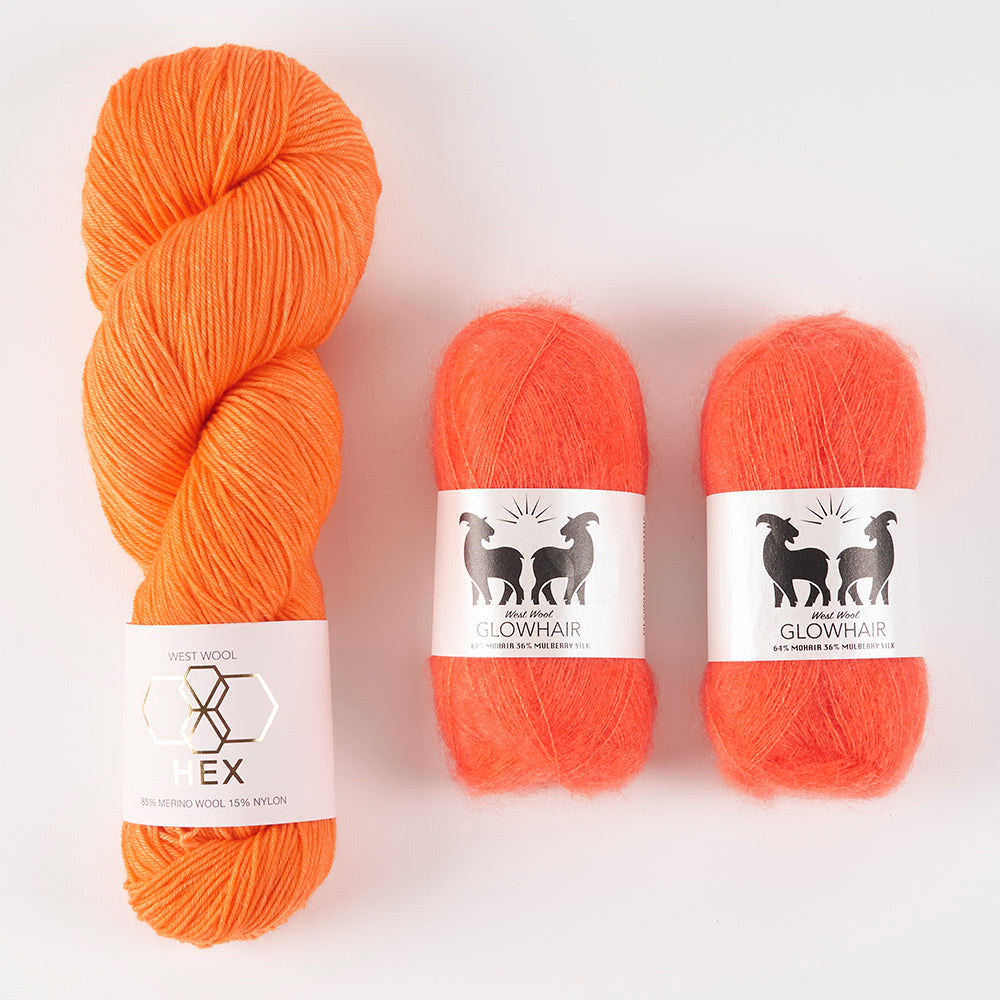 West Wool BRIOSHAWL - SEAHORSE BEATRIX Merino wool Mohair Silk Nylon Fingering Westknits Kits