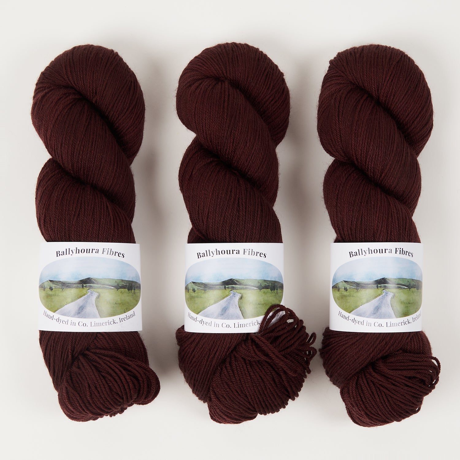 Ballyhoura Fibres 4PLY SOCK - BORDEAUX Merino wool Nylon Fingering red Yarn