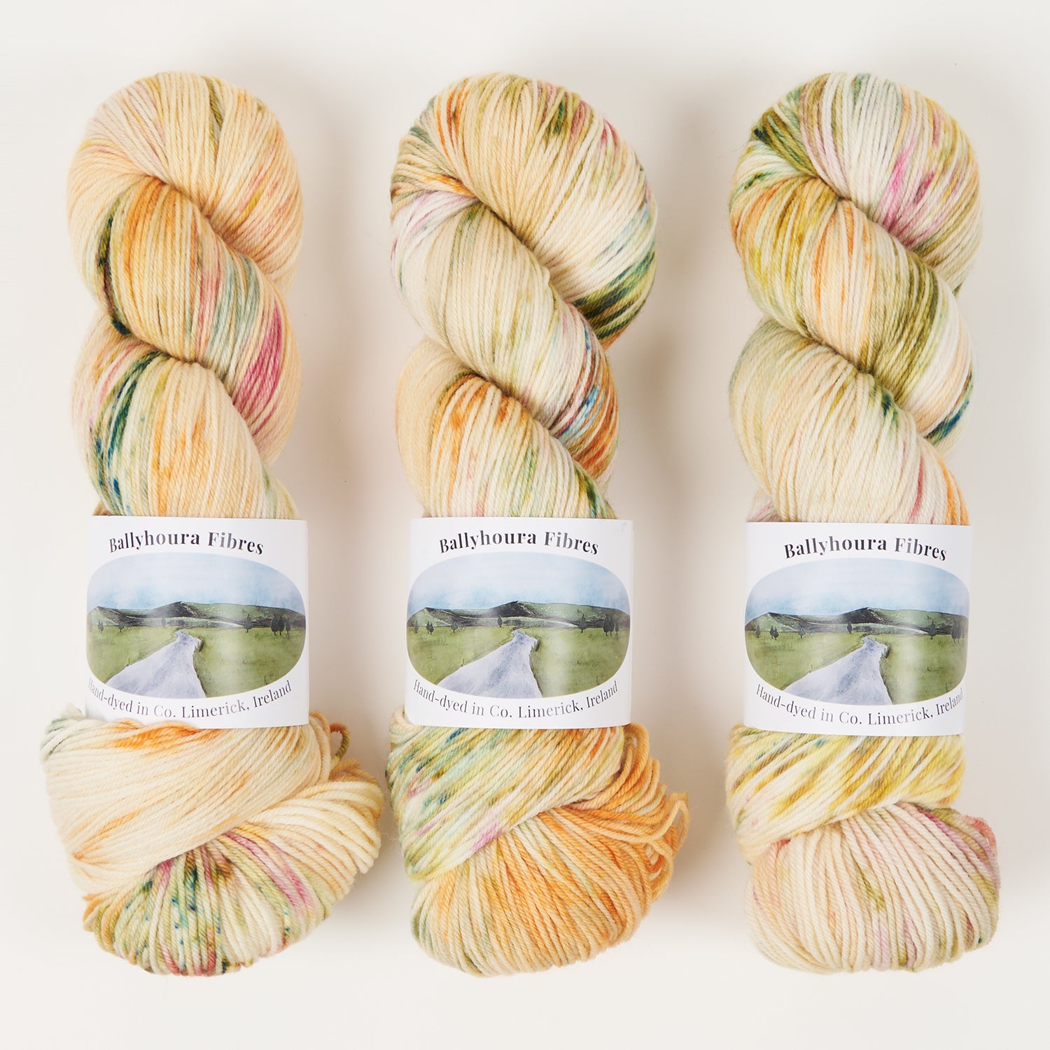 Ballyhoura Fibres 4PLY SOCK - DESERT BLOOM Merino wool Nylon Fingering cream multicolour Yarn