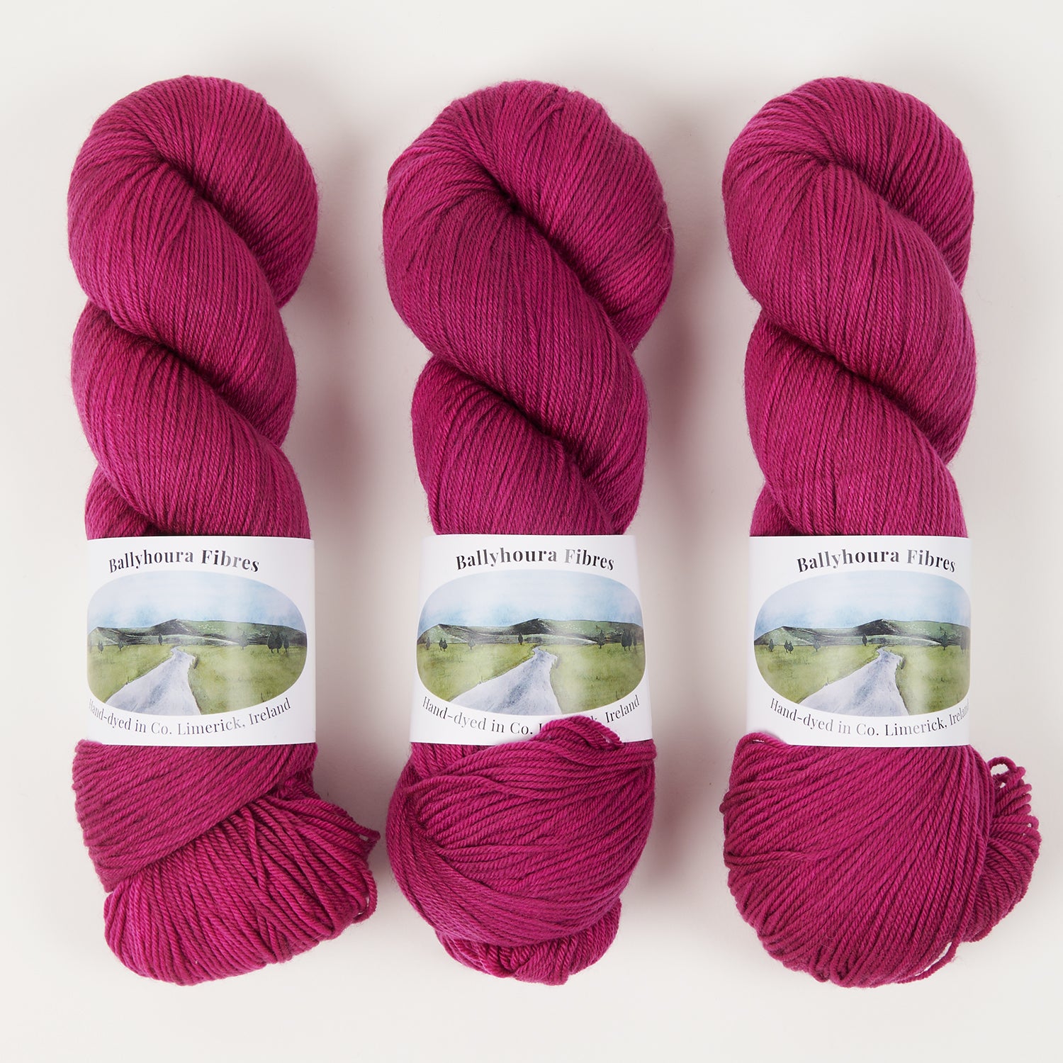 Ballyhoura Fibres 4PLY SOCK - FOXGLOVE Merino wool Nylon Fingering fuchsia Yarn