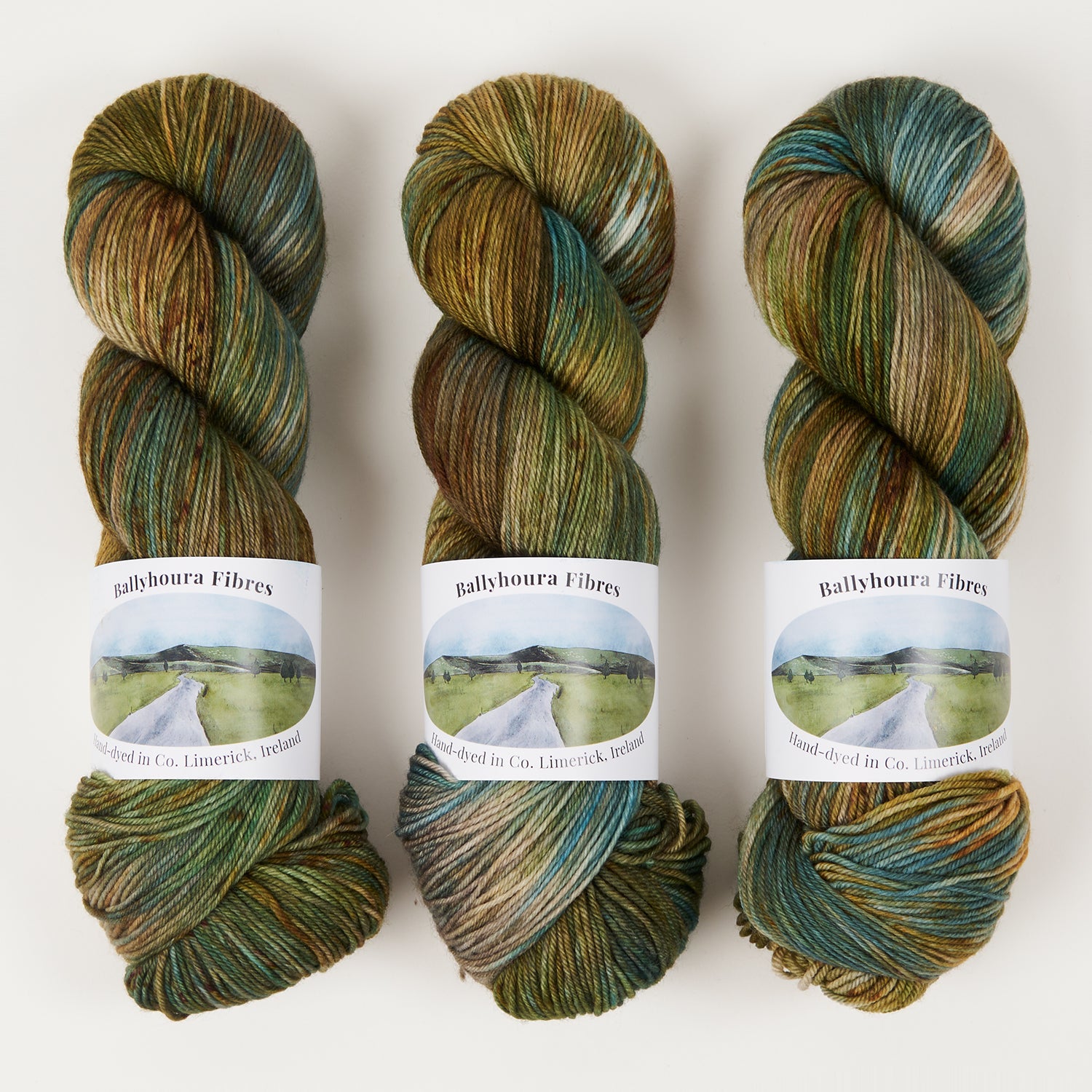 Ballyhoura Fibres 4PLY SOCK - LOCH LOMOND NATIONAL PARK Merino wool Nylon Fingering green brown Yarn