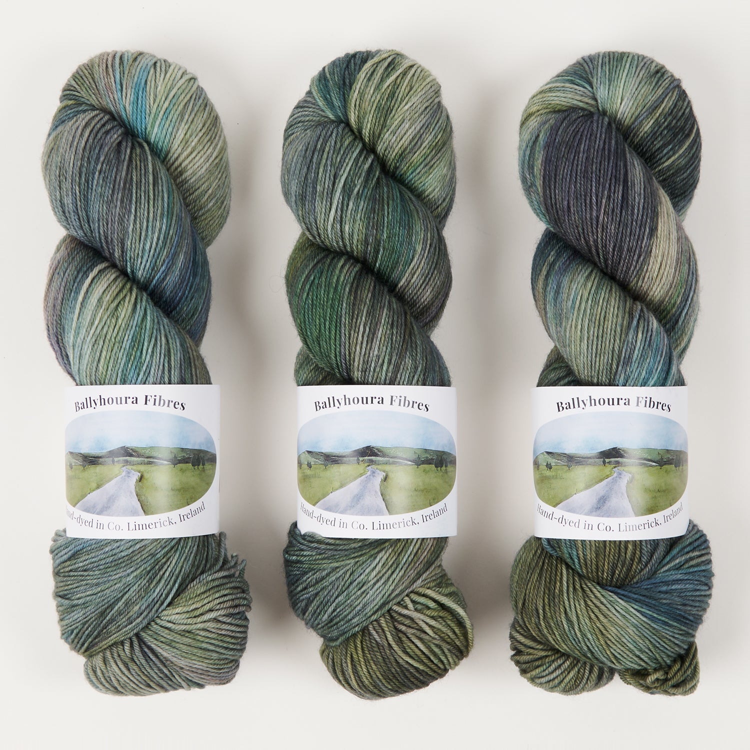 Ballyhoura Fibres 4PLY SOCK - NEW FOREST NATIONAL PARK Merino wool Nylon Fingering green Yarn