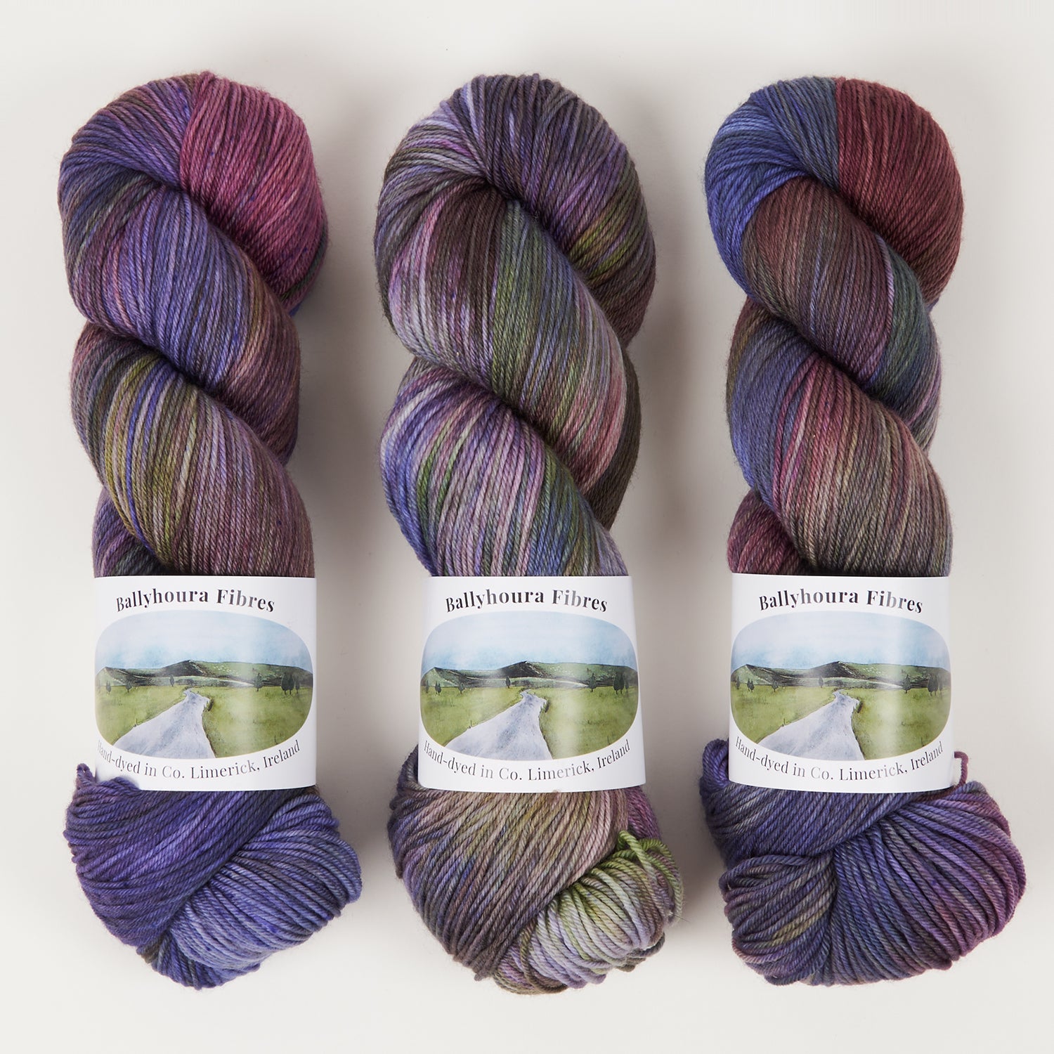 Ballyhoura Fibres 4PLY SOCK - NORTH YORK MOORS NATIONAL PARK Merino wool Nylon Fingering purple Yarn