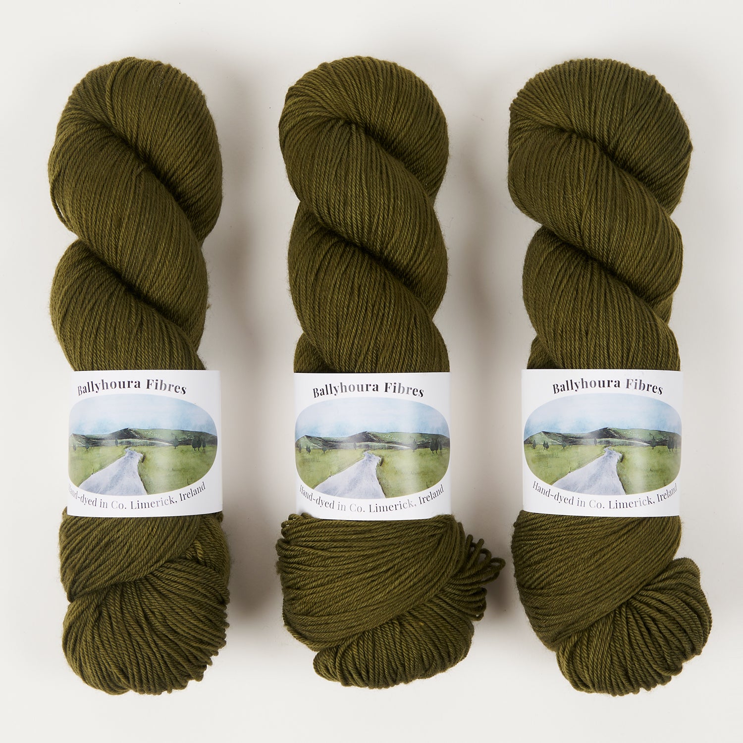 Ballyhoura Fibres 4PLY SOCK - OLIVE BRANCH Merino wool Nylon Fingering green Yarn