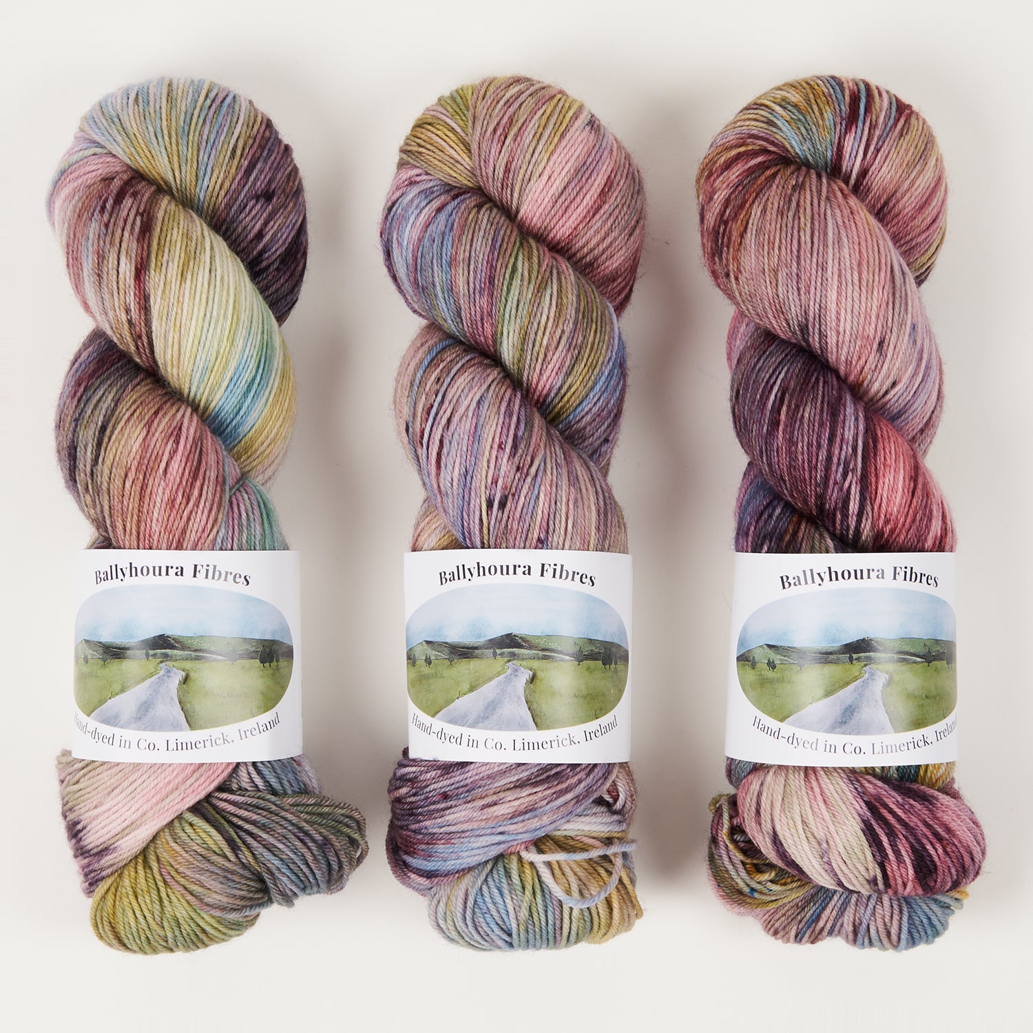 Ballyhoura Fibres 4PLY SOCK - PEAK DISTRICT NATIONAL PARK Merino wool Nylon Fingering pink purple Yarn
