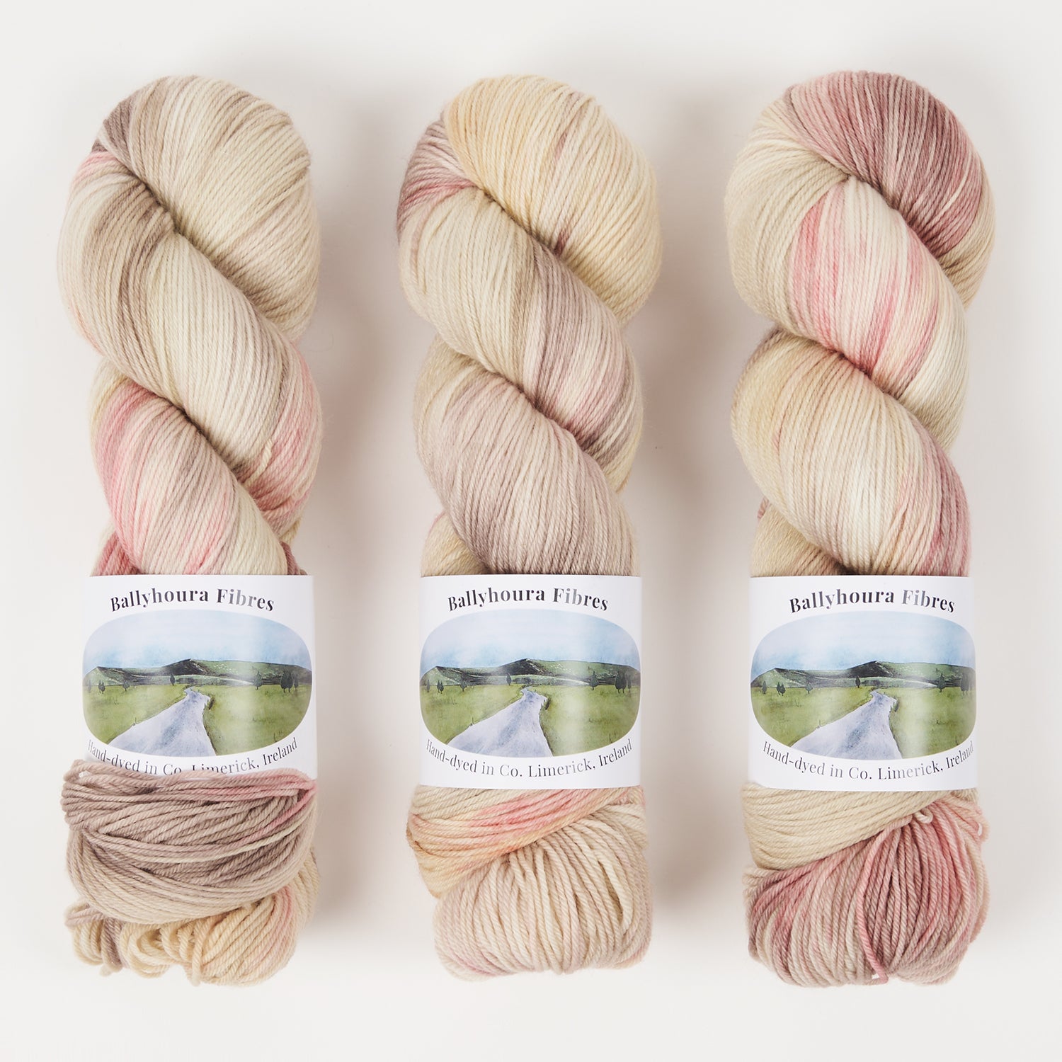 Ballyhoura Fibres 4PLY SOCK - SEASHELL Merino wool Nylon Fingering peach pink Yarn