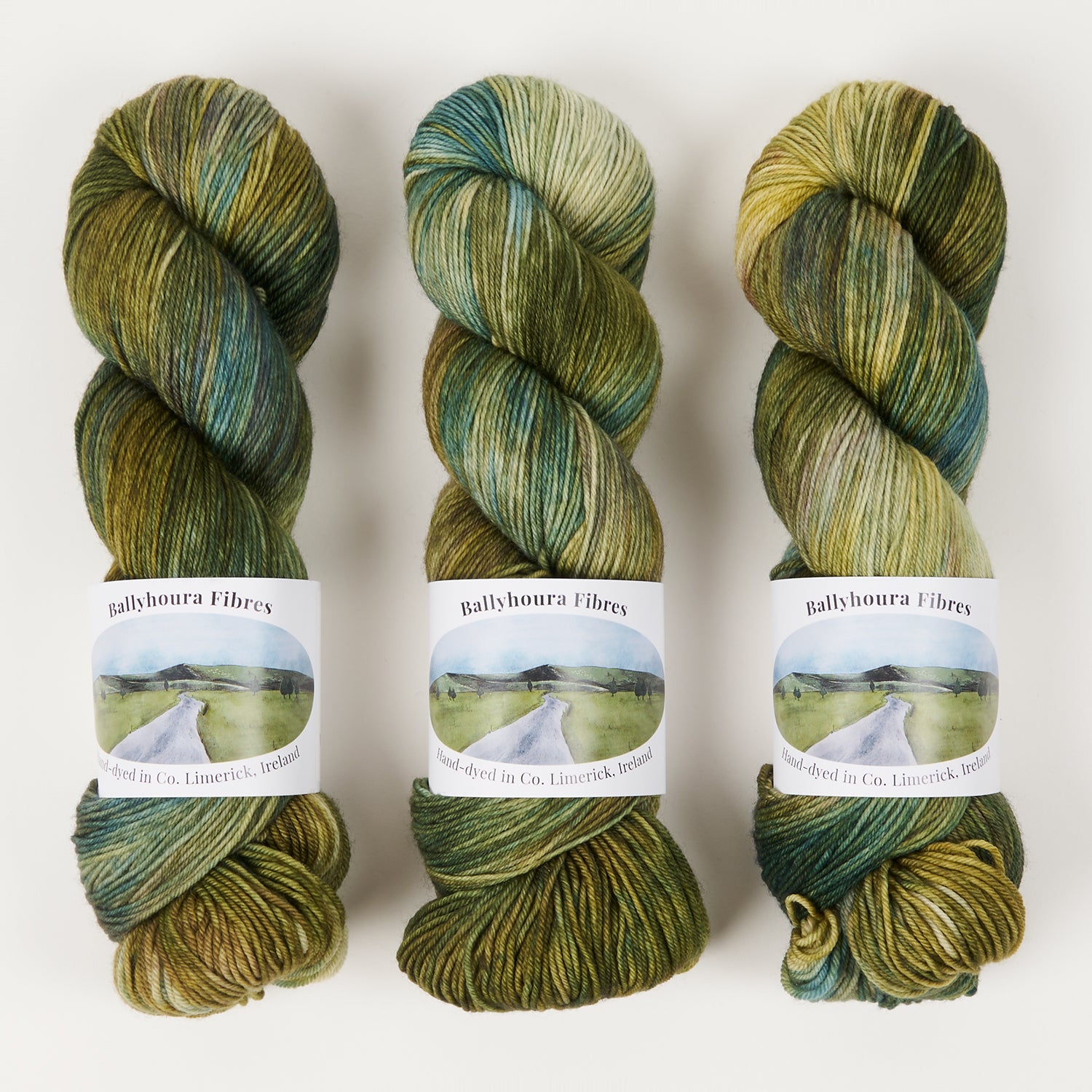 Ballyhoura Fibres 4PLY SOCK - SLIEVE LEAGUE Merino wool Nylon Fingering green brown Yarn