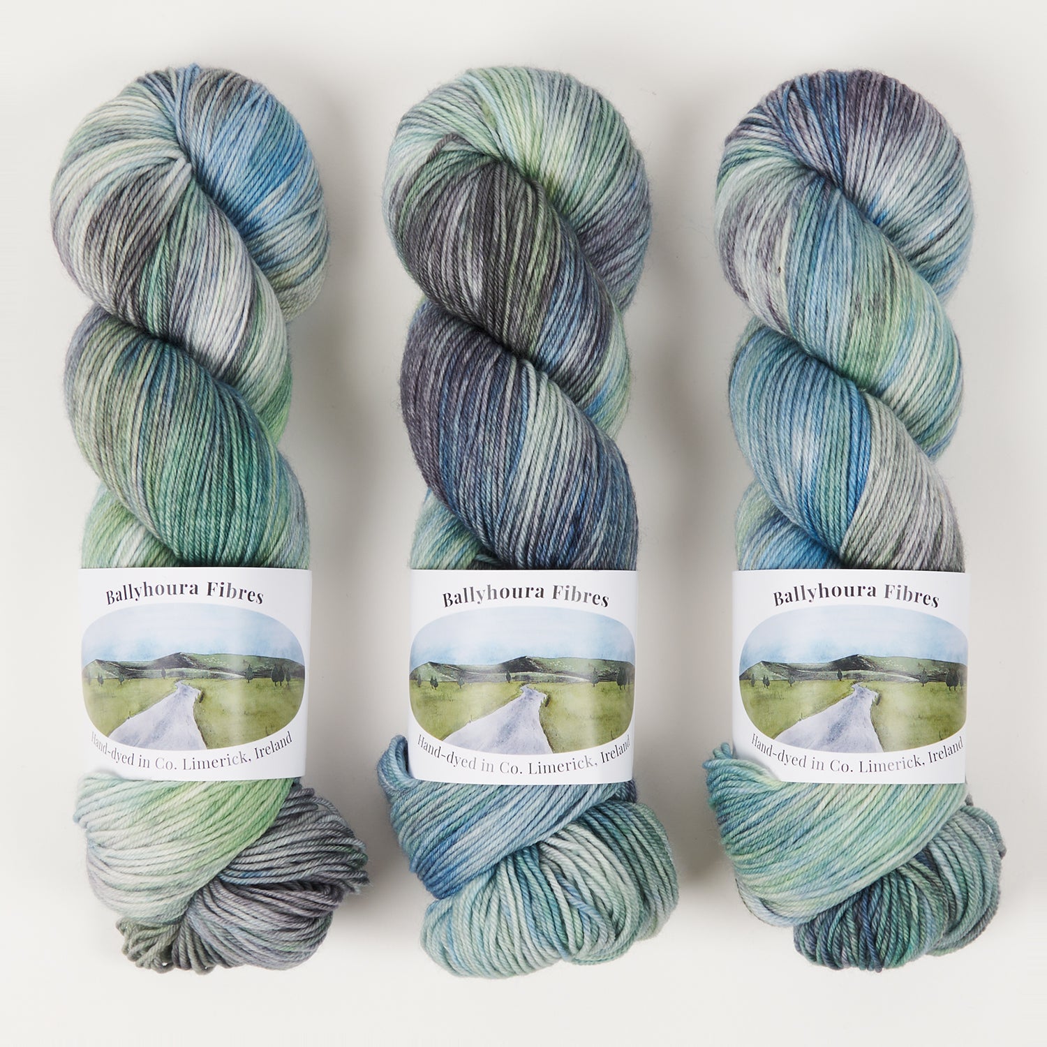 Ballyhoura Fibres 4PLY SOCK - SOUTH DOWNS NATIONAL PARK Merino wool Nylon Fingering blue Yarn