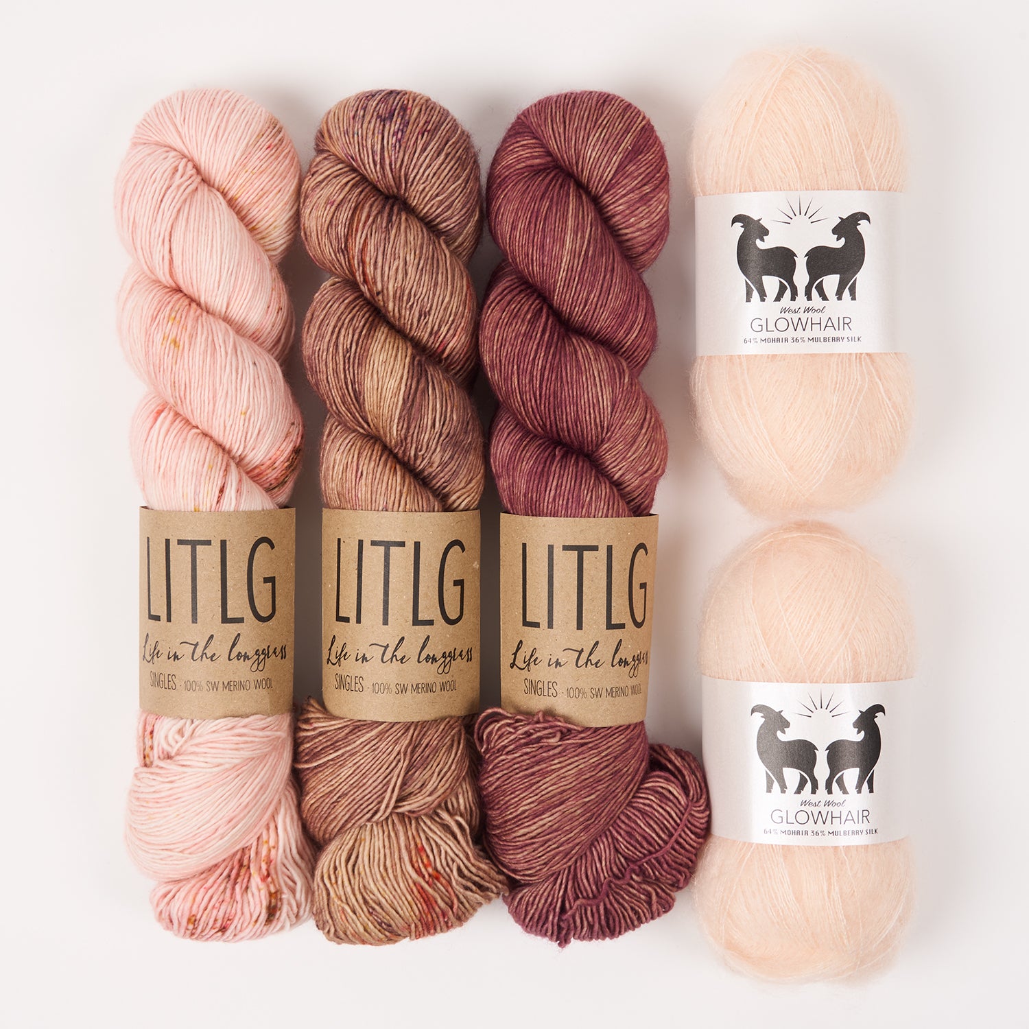 Life in The Long Grass GLOWING EARTH Merino wool Mohair Silk Mixed Weight Quick Kits