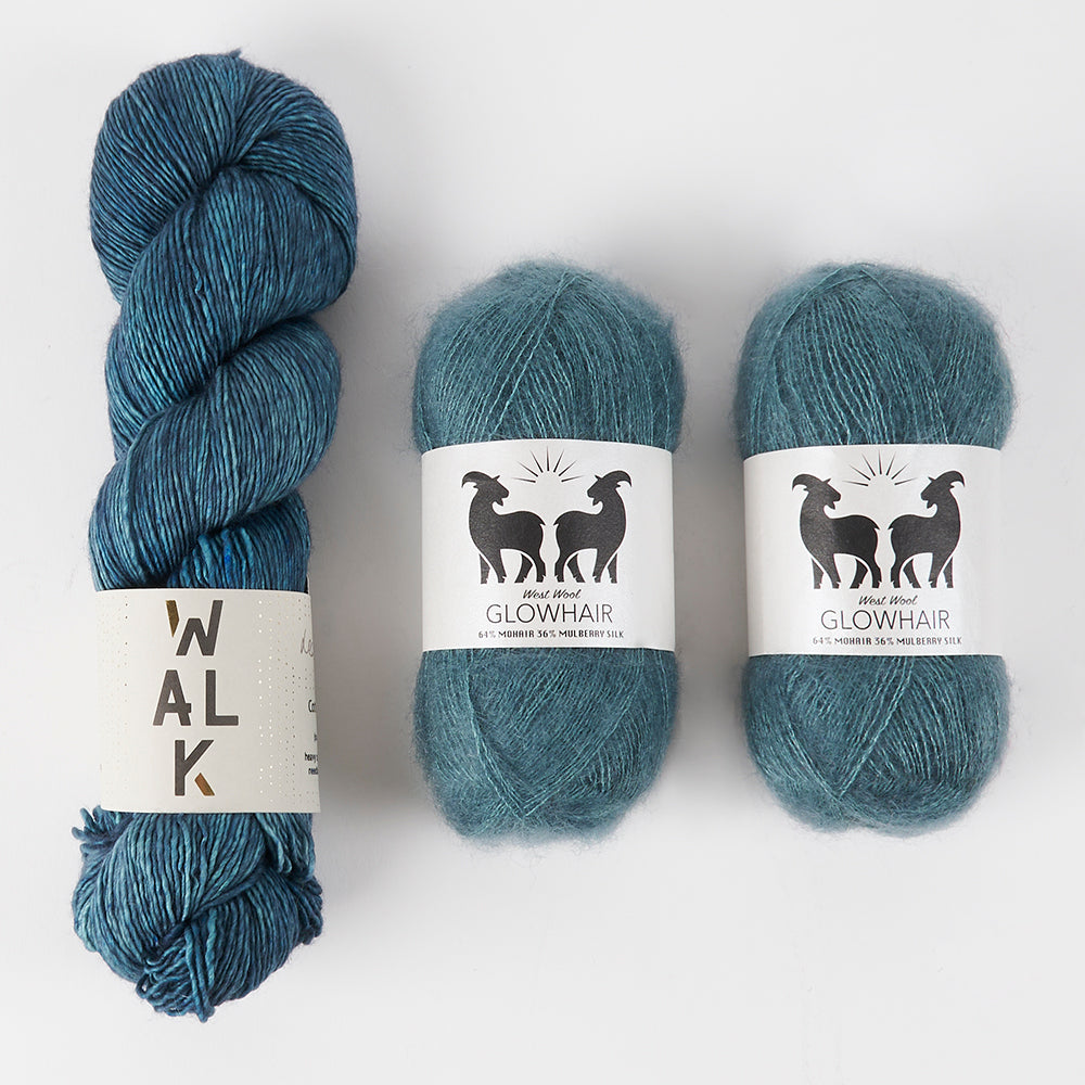 WALK Collection MORGAINE SKY Merino wool Mohair Silk Fingering Quick Kits
