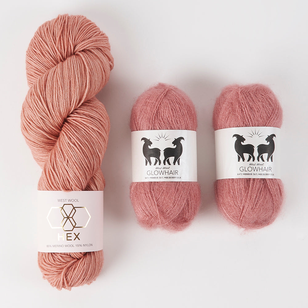 West Wool BRIOSHAWL - ROSWITHA'S LIBRA Merino wool Mohair Silk Nylon Fingering Westknits Kits