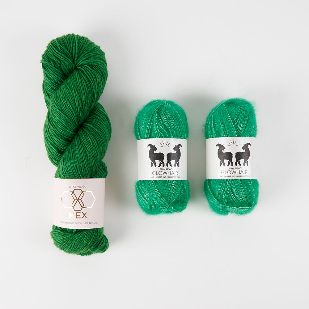 West Wool BRIOSHAWL - THE GREEN GRASS OF WESTERPARK Merino wool Mohair Silk Nylon Fingering Westknits Kits
