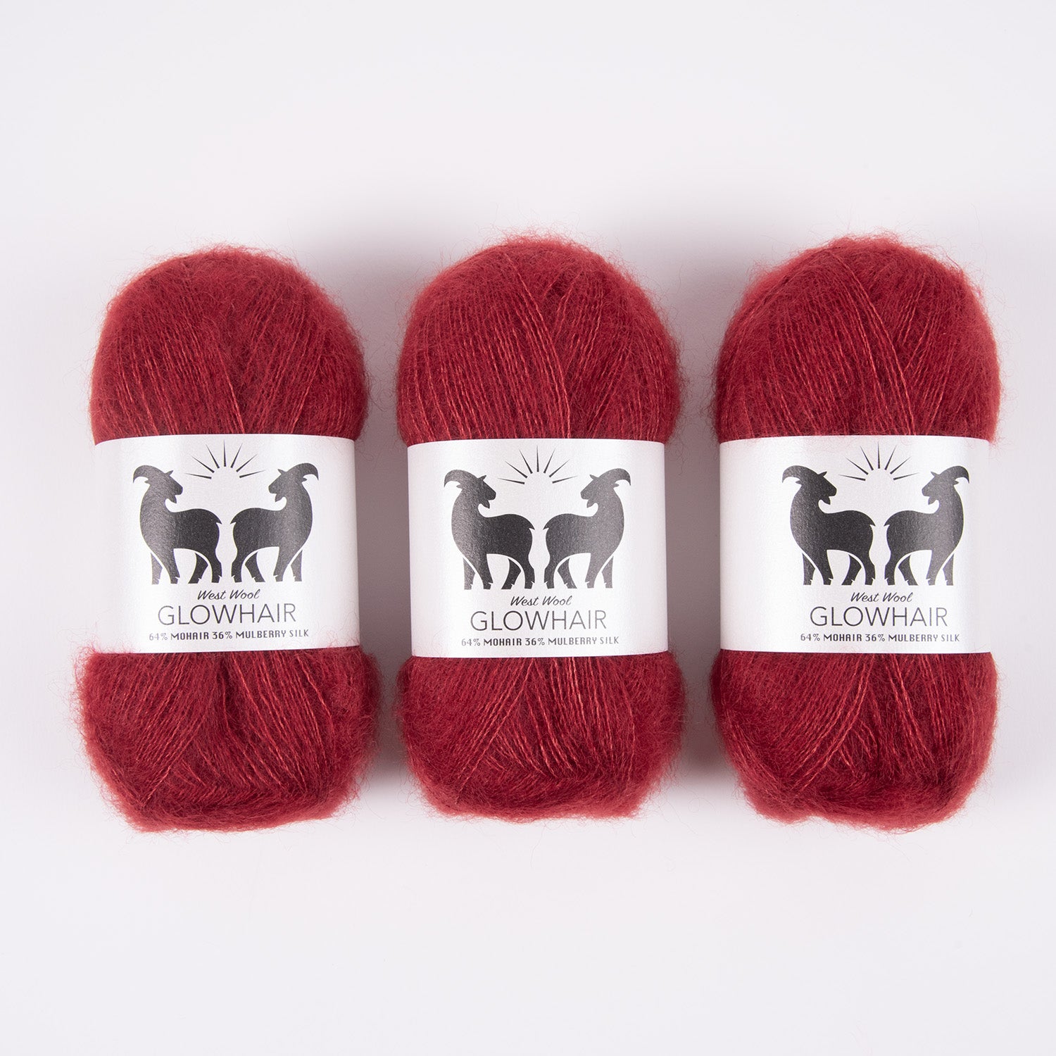 West Wool GLOWHAIR - BERRY Mohair Silk Lace red Yarn