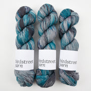 Birdstreet Yarn BIRDSTREET BFL - STOP THE PIGEON BFL Wool Blue Faced Leicester Nylon Fingering grey blue Yarn